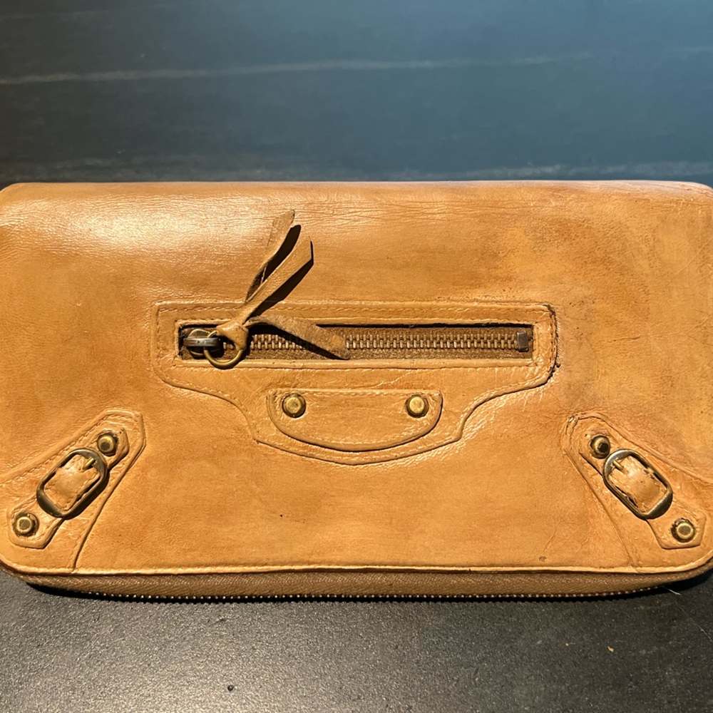Balenciaga Long Zipper Wallet in Caramel